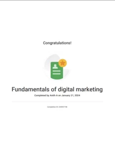 certificate of fundamentals of digital marketing by google seo expert in kerala